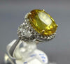 ESTATE LARGE 7.1CT DIAMOND & AAA YELLOW SAPPHIRE 18KT WHITE GOLD ENGAGEMENT RING