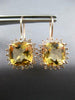 LARGE 8.08CT DIAMOND & AAA YELLOW TOPAZ 14KT ROSE GOLD CUSHION HANGING EARRINGS