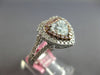 LARGE GIA 1.73CT WHITE PINK & BLUE DIAMOND 18KT WHITE GOLD HALO ENGAGEMENT RING