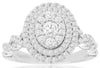 WIDE 1.0CT DIAMOND 14KT WHITE GOLD 3D OVAL DOUBLE HALO INFINITY ENGAGEMENT RING