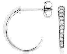 ESTATE .25CT DIAMOND 14KT WHITE GOLD GRADUATING SEMI CIRCULAR HANGING EARRINGS