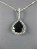 3.53CT DIAMOND & AAA SAPPHIRE 14KT WHITE GOLD PEAR SHAPE HALO TEAR DROP PENDANT