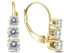 1.0CT DIAMOND 14KT YELLOW GOLD 3D JOURNEY LEVERBACK GRADUATING HANGING EARRINGS
