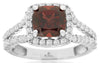 2.39CT DIAMOND & AAA GARNET 14KT WHITE GOLD CUSHION & ROUND SQUARE HALO FUN RING