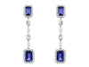 2.17CT DIAMOND & AAA TANZANITE 14KT WHITE GOLD EMERALD CUT HALO HANGING EARRINGS