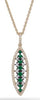 .48CT DIAMOND & AAA EMERALD 14KT YELLOW GOLD MULTI FLOWER LEAF FLOATING PENDANT