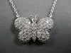 ESTATE LARGE 1.02CT DIAMOND 14KT WHITE GOLD 3D CLASSIC BUTTERFLY LOVE NECKLACE