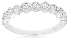 .44CT DIAMOND 14KT WHITE GOLD 3D ROUND FILIGREE SEMI ETERNITY ANNIVERSARY RING