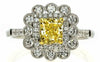 1.61CT WHITE & FANCY YELLOW DIAMOND 18KT 2 TONE GOLD 3D FLOWER ENGAGEMENT RING