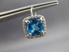 LARGE 6.62CT DIAMOND & AAA BLUE TOPAZ 14KT WHITE GOLD LEVERBACK HANGING EARRINGS