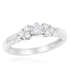 .46CT DIAMOND 14KT WHITE GOLD 3D ROUND 7 STONE CLASSIC FILIGREE ENGAGEMENT RING