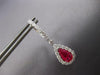 LARGE 4.78CT DIAMOND AAA RUBY 14KTWHITE GOLD PEAR SHAPE HUGGIE HANGING EARRINGS