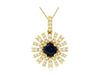 .88CT DIAMOND & AAA SAPPHIRE 14KT YELLOW GOLD FLOWER STARBURST FLOATING PENDANT