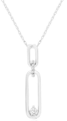 .10CT DIAMOND 14KT WHITE GOLD SOLITAIRE LOVE KNOT DOUBLE OVAL FLOATING PENDANT