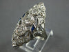 ANTIQUE LARGE ART DECO .71CT OLD MINE DIAMOND & AAA SAPPHIRE PLATINUM RING 27762