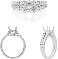 .79CT DIAMOND 14K WHITE GOLD ROUND 3D CLASSIC 4 PRONG SEMI MOUNT ENGAGEMENT RING