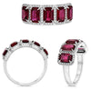 3.13CT DIAMOND & AAA RUBY PLATINUM ROUND & EMERALD CUT CLASSIC 5 STONE HALO RING