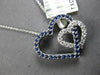 .60CT DIAMOND & AAA SAPPHIRE 14KT WHITE GOLD DOUBLE HEART LOVE FLOATING PENDANT