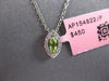 .16CT DIAMOND & AAA PERIDOT 14KT WHITE GOLD MARQUISE SHAPE HALO FLOATING PENDANT