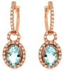 2.53CT DIAMOND & AAA AQUAMARINE 14KT ROSE GOLD 3D OVAL & ROUND HANGING EARRINGS
