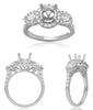 .80CT DIAMOND 14KT WHITE GOLD ROUND & PEAR SHAPE SEMI ETERNITY SEMI MOUNT RING