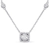 .87CT DIAMOND 14KT WHITE GOLD 3D SOLITAIRE HALO SQUARE BY THE YARD LOVE NECKLACE