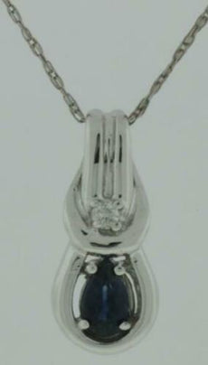 .30CT DIAMOND & AAA SAPPHIRE 14KT WHITE GOLD PEAR SHAPE & ROUND FLOATING PENDANT