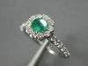ESTATE .87CT DIAMOND & AAA EMERALD 14KT WHITE GOLD CLASSIC ROUND FLOWER FUN RING