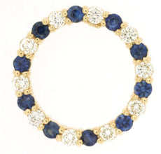 1.0CT DIAMOND & AAA SAPPHIRE 14KT YELLOW GOLD 3D CIRCLE OF LIFE FLOATING PENDANT