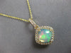 2.3CT DIAMOND & AAA AUSTRALIAN OPAL 14KT YELLOW GOLD 3D CUSHION FLOATING PENDANT