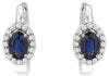 1.55CT DIAMOND & AAA SAPPHIRE 14KT WHITE GOLD 3D OVAL & ROUND HALO HOOP EARRINGS
