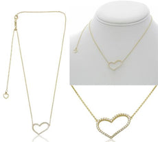 .30CT DIAMOND 14KT YELLOW GOLD ROUND CLASSIC OPEN HEART ADJUSTABLE LOVE NECKLACE