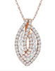 .86CT DIAMOND 18KT WHITE & ROSE GOLD 3D SEMI INFINITY LEAF LOVE FLOATING PENDANT