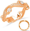 .49CT DIAMOND 14K ROSE GOLD MULTI LEAF OPEN FILIGREE MILGRAIN SEMI ETERNITY RING