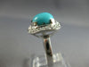 ESTATE LARGE .32CT DIAMOND & AAA TURQUOISE 14KT WHITE GOLD SQUARE HALO FUN RING
