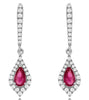 .66CT DIAMOND & AAA RUBY 14KT WHITE GOLD PEAR SHAPE & ROUND TEAR DROP EARRINGS