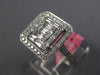 LARGE .92CT DIAMOND 18K WHITE GOLD ROUND & BAGUETTE CLUSTER SQUARE OCTAGON RING