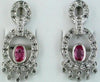 .95CT DIAMOND & AAA PINK SAPPHIRE 14KT WHITE GOLD OVAL & ROUND FILIGREE EARRINGS