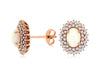 LARGE 1.50CT DIAMOND & AAA OPAL 14KT ROSE GOLD OVAL & ROUND FLOWER STUD EARRINGS