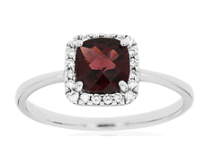 1.31CT DIAMOND & AAA RHODOLITE 14KT WHITE GOLD CUSHION & ROUND FRIENDSHIP RING