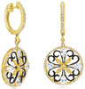 1.60CT DIAMOND & AAA WHITE TOPAZ 14KT YELLOW GOLD MULTI HEART CIRCULAR EARRINGS
