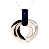 ESTATE .90CT AAA SAPPHIRE 18KT WHITE GOLD 3D ROUND TRINITY FUN FLOATING PENDANT