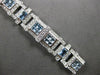 WIDE 8.28CT DIAMOND & AAA AQUAMARINE 18K WHITE GOLD 3D PRINCESS & ROUND BRACELET