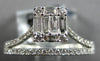 ESTATE .46CT DIAMOND 18KT WHITE GOLD CLASSIC ROUND & BAGUETTE SQUARE CROWN RING