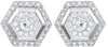 .35CT DIAMOND 14KT WHITE GOLD 3D ROUND CLUSTER DOUBLE HEXAGON FUN STUD EARRINGS