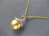 10CT DIAMOND & AAA GOLDEN SOUTH SEA PEARL 14KT YELLOW GOLD 3D FLOATING PENDANT