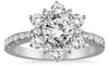 ESATE 1.75CT DIAMOND 14KT WHITE GOLD 3D CLASSIC ROUND FLOWER ENGAGEMENT RING