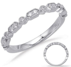ESTATE .16CT DIAMOND PLATINUM ROUND BEZEL & PRONG SEMI ETERNITY ANNIVERSARY RING
