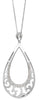 LARGE .38CT DIAMOND 18KT WHITE GOLD 3D MATTE & SHINY TEAR DROP FLOATING PENDANT