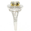 LARGE 3.28CT WHITE & FANCY YELLOW DIAMOND 18KT 2 TONE GOLD ROUND ENGAGEMENT RING